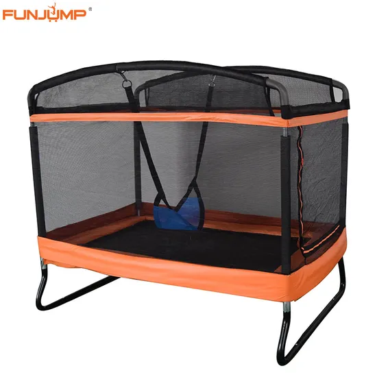 Funjump 4X6FT Cheap Kids Mini Rectangular Jumping Trampoline with Net 