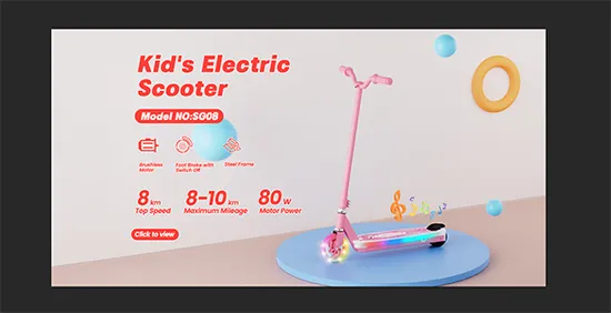 Interactive 12V 4.0ah Lead Acid Battery LED Flashing Pedals Brushless Hub Motor Kids Electric Scooter 