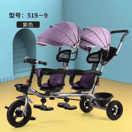 High Quality Kids Tricycle/Two Person Ride/Push and Ride/High Carbon Steel Frame 